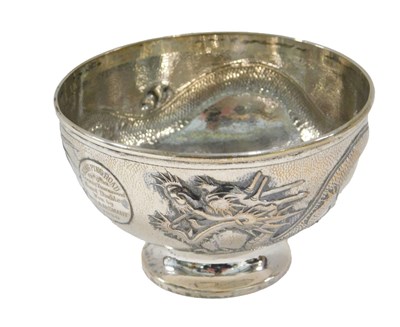 Lot 684 - A Chinese silver bowl, decorated with a dragon...