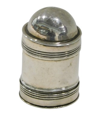 Lot 686 - A George III silver cylindrical nutmeg grater,...
