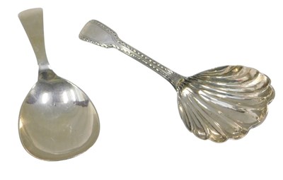 Lot 694 - A George III silver fiddle pattern caddy spoon,...