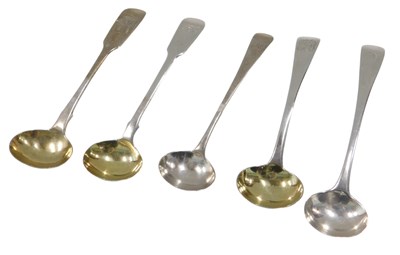 Lot 700 - Five various 19thC silver fiddle and old...