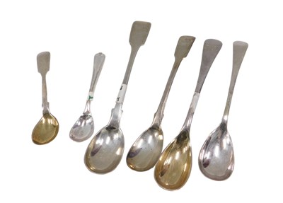 Lot 702 - Two 19thC silver mustard spoons, 1.14oz, and...