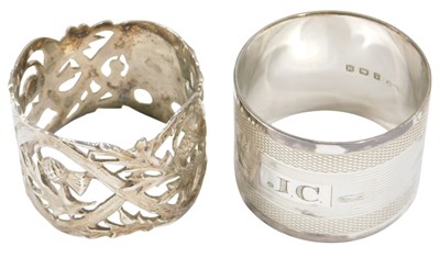 Lot 704 - A late Victorian silver napkin ring, with...