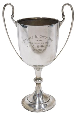 Lot 709 - A George V silver two handled trophy, engraved...