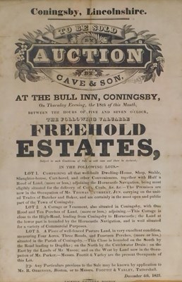 Lot 714 - A 19thC auction poster, to be held at the Bull...