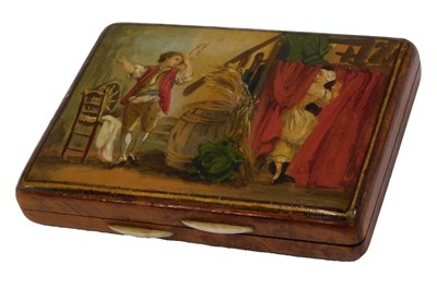Lot 729 - A 19thC yew rectangular box and cover, the lid...