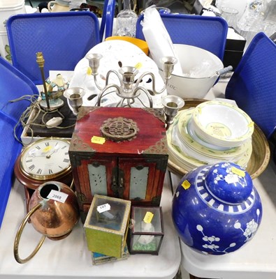 Lot 2068 - An Oriental blue and white jar and cover,...