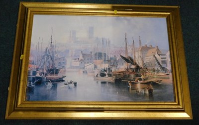Lot 2071 - After Carmichael. Brayford Pool, print, 49cm x...