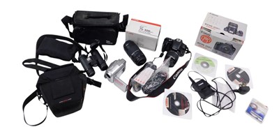 Lot 789 - A Canon EOS 450D camera with lens, a Canon...