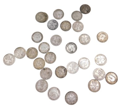 Lot 811 - Thirty pre 1920 silver threepence...