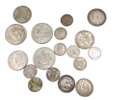 Lot 813 - Eighteen pre 1946 silver coins, approx 122g.