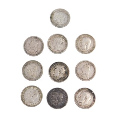 Lot 819 - Various silver threepence coins.