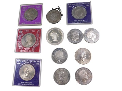 Lot 820 - A silver commemorative crown, and various...