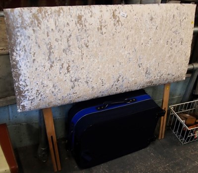 Lot 1565 - A silver suede finish double headboard,...
