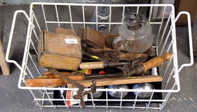 Lot 1566 - A group of tools, to include saws, wood planes,...