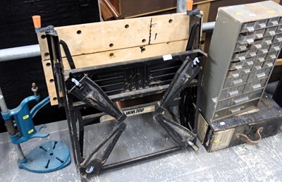 Lot 1580 - A Black and Decker workmate, a manual drill...