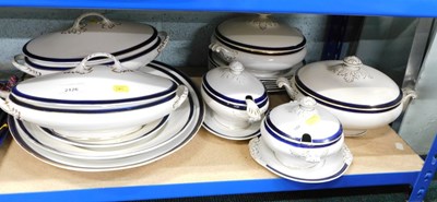 Lot 2126 - An early 20thC part dinner service, decorated...