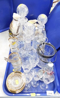 Lot 2146 - Three cut glass decanters, together with...
