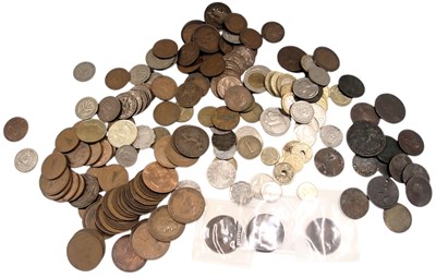 Lot 833 - A quantity of foreign and British coins, and a...