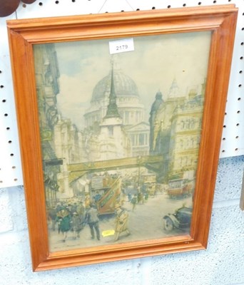 Lot 2179 - After Bruwer. London street scene, with St...