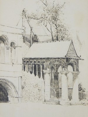 Lot 565 - E Geldart. The Staircase Canterbury, pen and...