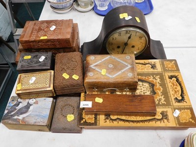 Lot 2205 - A group of carved and other wooden boxes,...