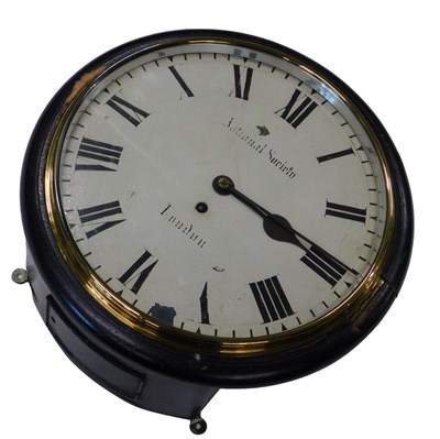 Lot 597 - A 19thC ebonised wall clock, the painted dial...