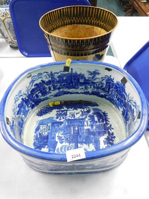 Lot 2244 - A Victoria ware ironstone twin handled blue...