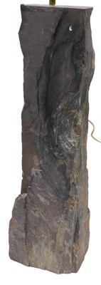 Lot 602 - A slate and brass table lamp, 74cm high to the...