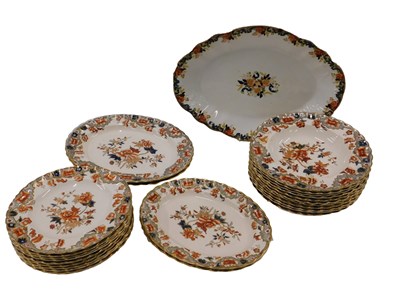 Lot 613 - A Victorian Copeland Imari pattern part dinner...