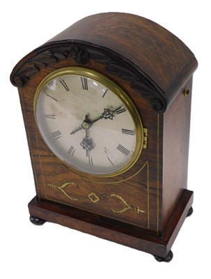 Lot 612 - A mid 19thC rosewood and brass inlaid bracket...