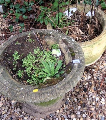 Lot 1640 - Two reconstituted stone planters, one...