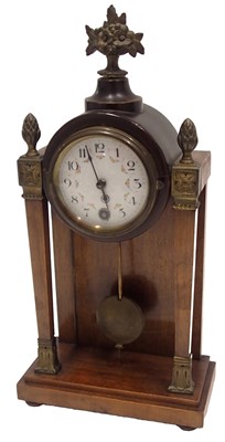Lot 618 - A 19thC French mahogany Portico type clock,...