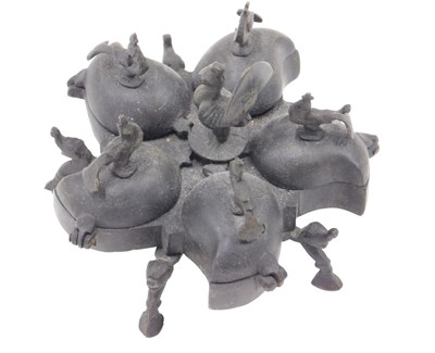 Lot 620 - An Indian bronze betel nut or spice box, with...