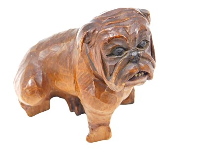 Lot 622 - A carved treen bulldog, with painted collar,...