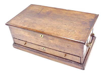 Lot 623 - A late 18th/early 19thC oak box, the hinged...