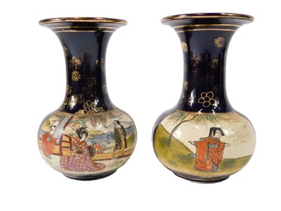 Lot 639 - A pair of Japanese earthenware vases, each...