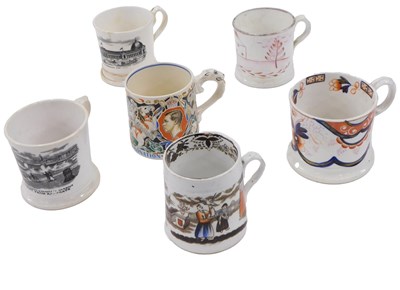 Lot 476 - A 19thC Staffordshire mug, printed with a...