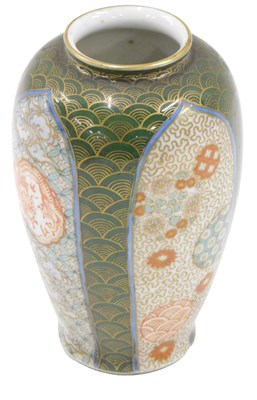Lot 479 - A Japanese baluster shaped vase, decorated...