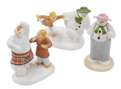 Lot 491 - Three Coalport The Snowman figures, Dressing...