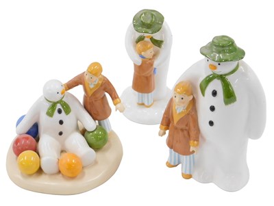 Lot 494 - Three Coalport Snowman figures, Money Box, The...
