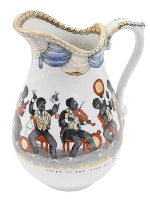 Lot 504 - A 19thC Staffordshire pottery jug, with...
