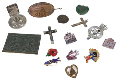Lot 856 - An LNER engineman oval metal brooch, HM Prison...