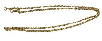 Lot 570 - A 9ct gold belcher link neck chain, on a...