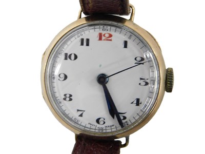 Lot 420 - A mid century ladies 9ct gold cased wristwatch,...