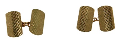 Lot 549 - A pair of 9ct gold oval and chain link cuff...
