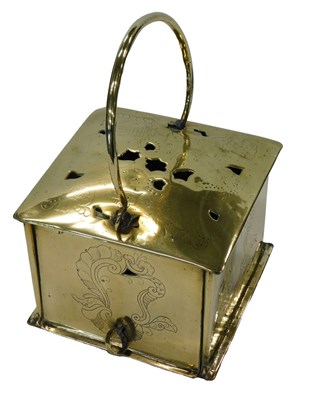 Lot 1006 - A Continental engraved brass brazier, with...