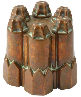 Lot 879 - A Victorian copper jelly mould, stamped to...