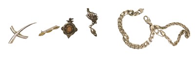 Lot 446 - A silver curb link bracelet, further bracelet,...