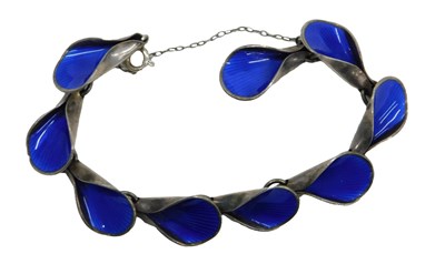 Lot 445 - A Norwegian silver and guilloche blue enamel...