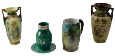 Lot 894 - A Wedgwood green glazed vase, decorated in...